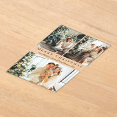 Vrolijk Kerstfeest Zwart Script 3 Foto's Vakantie Acryl Uitnodigingen (Laagn)