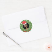 vrolijk kerstfeest! Zwart Vrouw, Santa Hoed Stippe Ronde Sticker (Envelop)