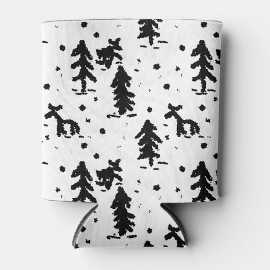 Vrolijk kerstfeest! Zwart-Wit Blikjeskoeler (Voorkant)