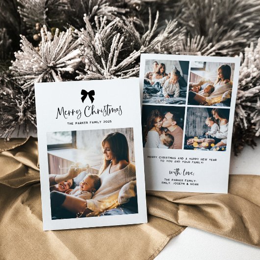 vrolijk kerstfeest | Zwart-wit boog met foto Feestdagenkaart