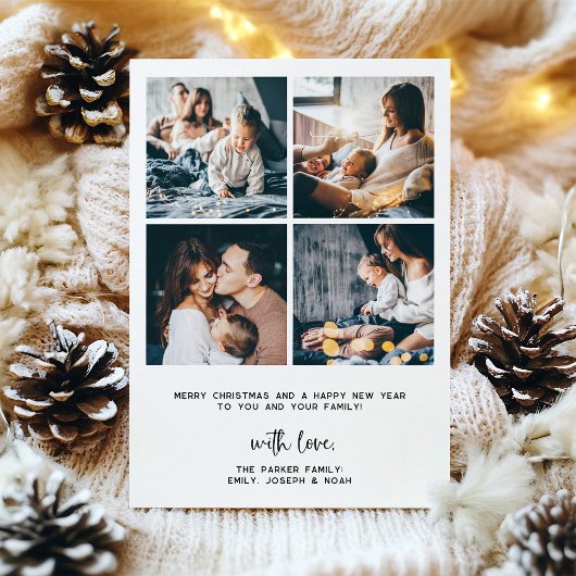 vrolijk kerstfeest | Zwart-wit boog met foto Feestdagenkaart