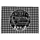 Vrolijk Kerstfeest Zwart & Wit Buffalo Plaid Custo Groot Cadeauzakje (Achterkant)