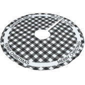 Vrolijk Kerstfeest Zwart & Wit Buffalo Plaid Custo Kerstboom Rok (Gekanteld)