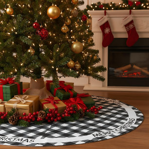 Vrolijk Kerstfeest Zwart & Wit Buffalo Plaid Custo Kerstboom Rok