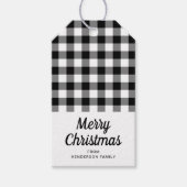 Vrolijk kerstfeest zwart-wit cheques cadeaulabel (Voorkant)
