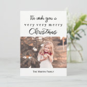 Vrolijk Kerstfeest Zwart-wit met Stippen Foto Feestdagenkaart (Staand voorkant)