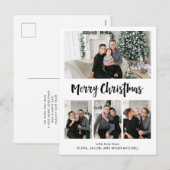 Vrolijk kerstfeest | Zwart-wit multi-fotonet Feestdagenkaart (Voorkant / Achterkant)