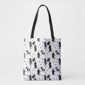 Vrolijk kerstfeest! Zwart-Wit Tote Bag (Voorkant)