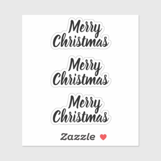 Vrolijk kerstfeest zwart-wit trendy minimalist sticker (Vel)