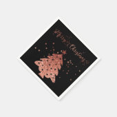 Vrolijk Kerstfeest Zwarte Achtergrond Roze Faux fo Servetten (Hoek)