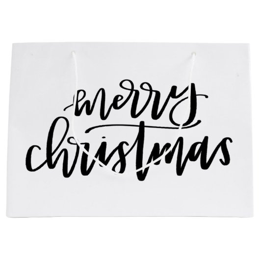 Vrolijk kerstfeest - Zwarte en witte tas Groot Cadeauzakje (Voorkant)