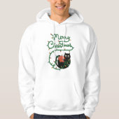 Vrolijk Kerstfeest Zwarte Kat met Ornament en Lich Hoodie (Voorkant)