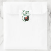 Vrolijk Kerstfeest Zwarte Kat met Ornament en Lich Vierkante Sticker (Tas)