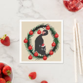Vrolijk kerstfeest, zwarte kat servet (Insitu)