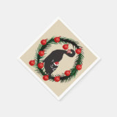 Vrolijk kerstfeest, zwarte kat servet (Hoek)
