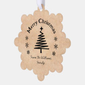 Vrolijk Kerstfeest Zwarte Kerstboom Kraft Minimal Ornament Kaart (Links)