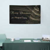 Vrolijk kerstfeest, zwarte kerstboom spandoek (Beurs)