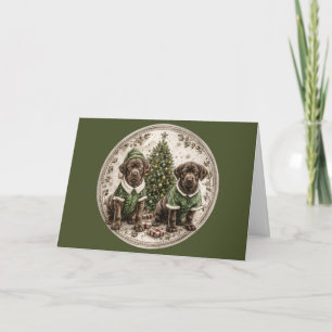 Vrolijk Kerstfeest Zwarte Labrador Retriever Puppy Feestdagen Kaart