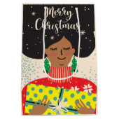 Vrolijk kerstfeest, zwarte vrouw, heldere Sweater  Medium Cadeauzakje (Achterkant)
