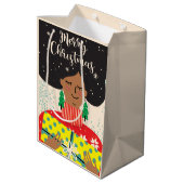 Vrolijk kerstfeest, zwarte vrouw, heldere Sweater  Medium Cadeauzakje (Achterkant Gekanteld)
