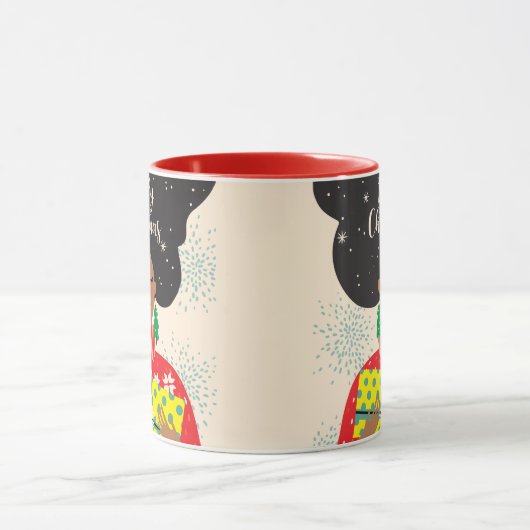 Vrolijk kerstfeest, Zwarte Vrouw, Heldere Sweater Mok (Midden)