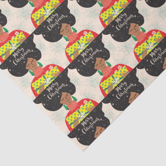Vrolijk kerstfeest, zwarte vrouw, heldere Sweater Tissuepapier (Detail)