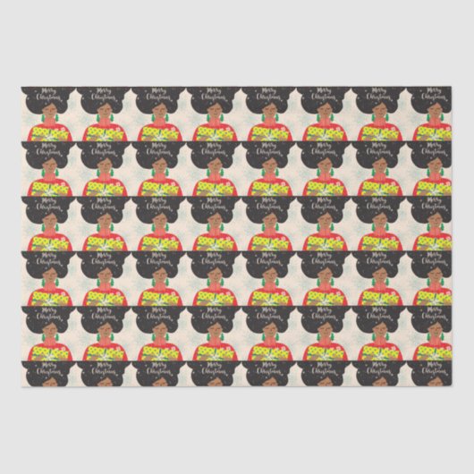 Vrolijk kerstfeest, zwarte vrouw, heldere Sweater Tissuepapier (Voorkant)