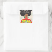 Vrolijk kerstfeest, zwarte vrouw, heldere Sweater  Vierkante Sticker (Tas)