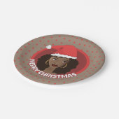 Vrolijk kerstfeest, zwarte vrouw kerstmuts papieren bordje (Gekanteld)