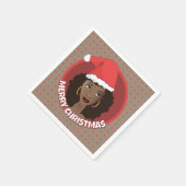 Vrolijk kerstfeest, zwarte vrouw kerstmuts servet (Hoek)