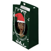 Vrolijk kerstfeest, Zwarte Vrouw met Kerstman, Gro Klein Cadeauzakje (Voorkant Gekanteld)