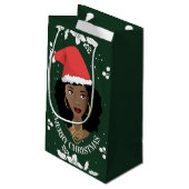 Vrolijk kerstfeest, Zwarte Vrouw met Kerstman, Gro Klein Cadeauzakje (Achterkant Gekanteld)