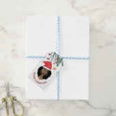 Vrolijk kerstfeest, zwarte vrouw, rode kerstman cadeaulabel (Met Touw)