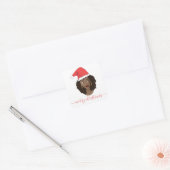 Vrolijk kerstfeest, zwarte vrouw, rode kerstman vierkante sticker (Envelop)