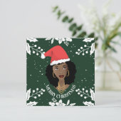 Vrolijk Kerstfeest, Zwarte Vrouw, Rode Kerstmis, G Kaart (Staand voorkant)