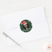 Vrolijk Kerstfeest, Zwarte Vrouw, Rode Kerstmis, G Ronde Sticker (Envelop)