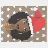 Vrolijk kerstfeest, zwarte vrouw, rode kerstmuts, fleece deken (Voorkant (Horizontaal))