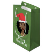 vrolijk kerstfeest! Zwarte vrouw, rode kerstmuts,  Klein Cadeauzakje (Voorkant Gekanteld)