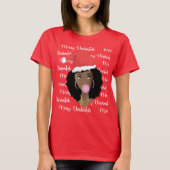 Vrolijk kerstfeest, zwarte vrouw, rode kerstmuts,  t-shirt (Voorkant)