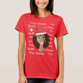 Vrolijk kerstfeest, zwarte vrouw, rode kerstmuts, t-shirt (Voorkant)