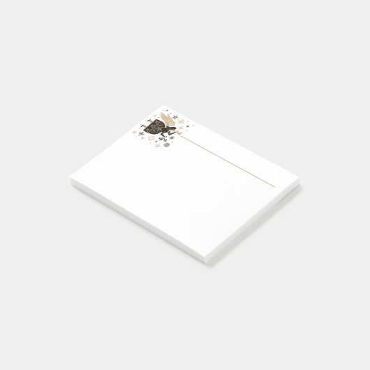 Vrolijk Kerstfeest Zwarte Witte Engel Grafische Ku Post-it® Notes (Schuin)