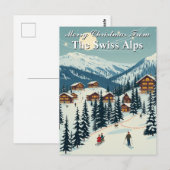 Vrolijk Kerstfeest Zwitserse Alpen Alpine Ski Vill Briefkaart (Voorkant / Achterkant)