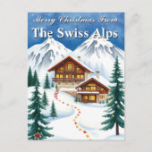 Vrolijk Kerstfeest Zwitserse Alpen Winter Chalet V Briefkaart (Voorkant)