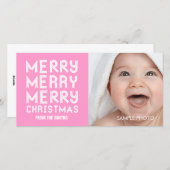 VROLIJK KERSTFEESTDAG FOTOKAART ROZE FEESTDAGENKAART (Voorkant / Achterkant)