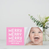 VROLIJK KERSTFEESTDAG FOTOKAART ROZE FEESTDAGENKAART (Staand voorkant)