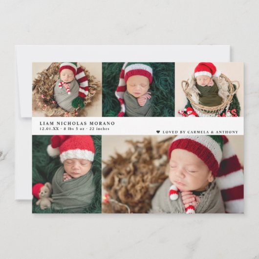 Vrolijk kerstfeestdag geboorteaankondiging aankondiging (Achterkant)