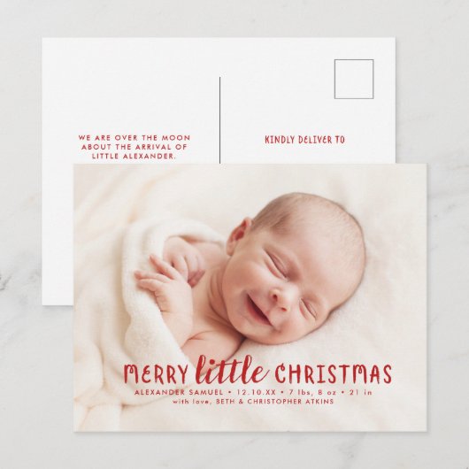 Vrolijk kerstfeestdag geboorteaankondiging feestdagenkaart (Voorkant / Achterkant)