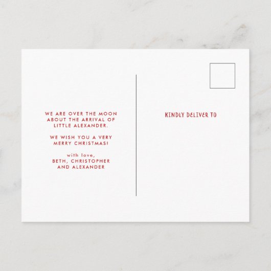 Vrolijk kerstfeestdag geboorteaankondiging feestdagenkaart (Achterkant)