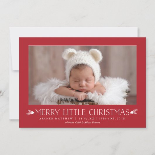 Vrolijk kerstfeestdag geboorteaankondiging feestdagenkaart (Voorkant)