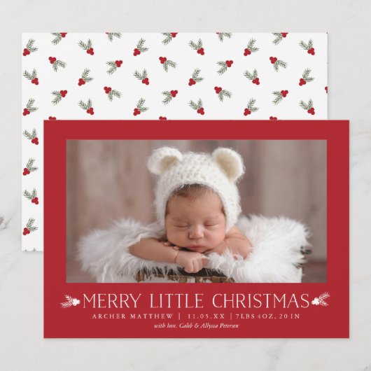 Vrolijk kerstfeestdag geboorteaankondiging feestdagenkaart (Voorkant / Achterkant)